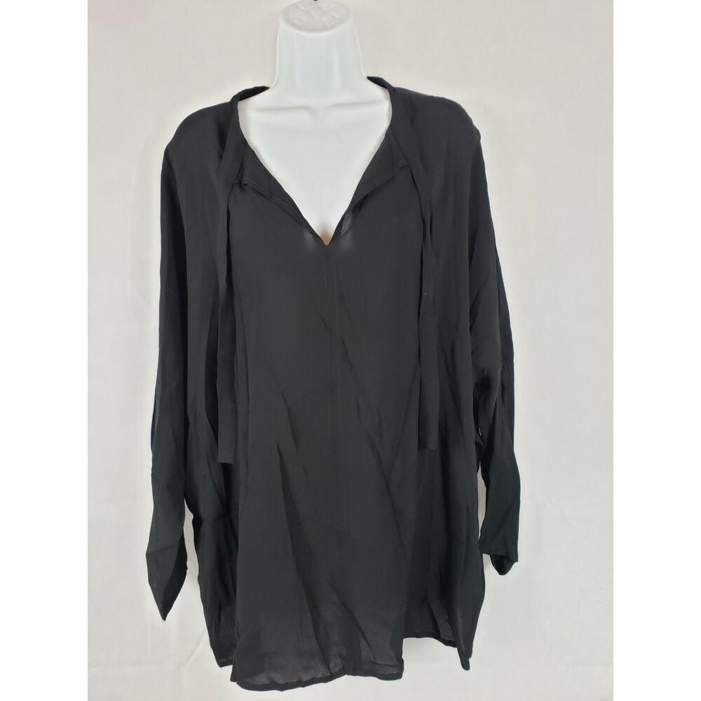 EUC Oska Women‎ Black T-shirt 3/4 Sleeve Size 4 viscose Thin Stretchy
